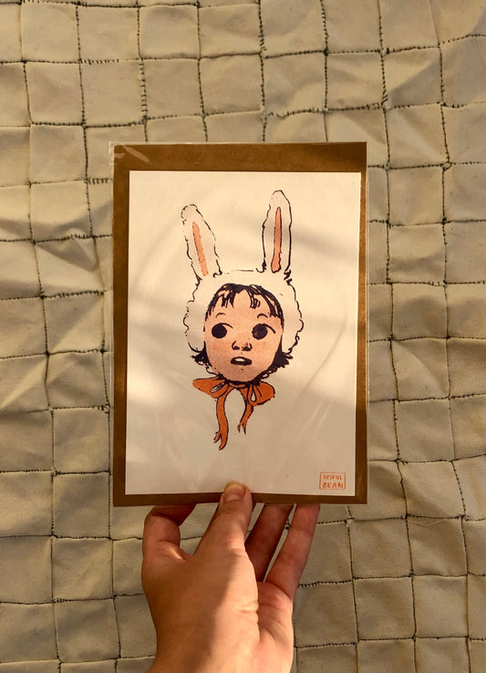 bunny bonnet riso print