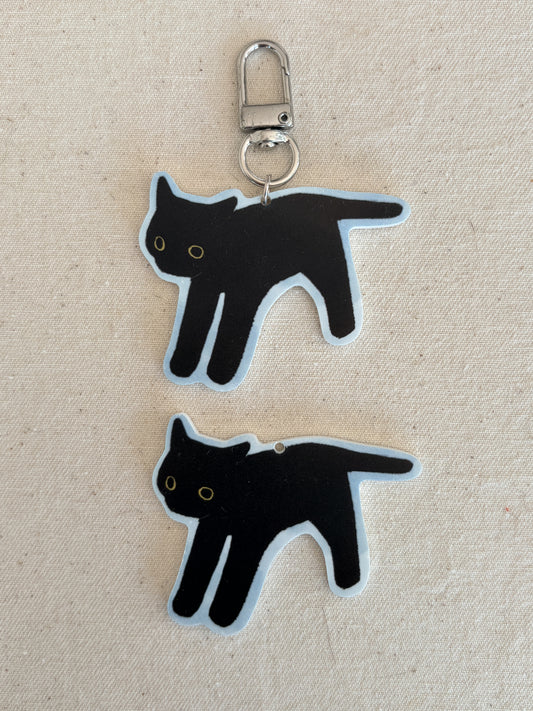 black cat acrylic keychain (flawed)